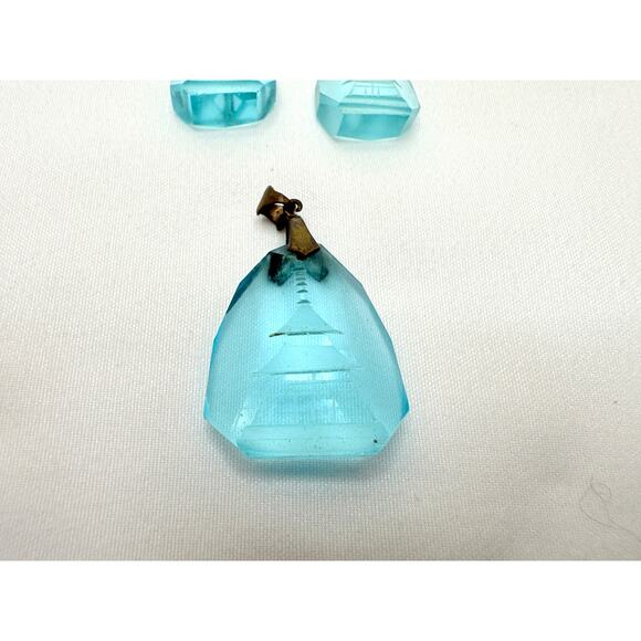 Antique Art Deco Czech Glass Pagoda Reverse Intaglio Necklace & Earrings Set - Picture 8 of 9